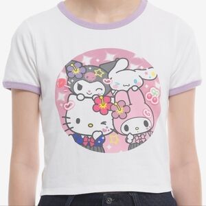3 for $30 Hello Kitty Kogyaru Group Official Sanrio Cropped Ringer T-Shirt NEW